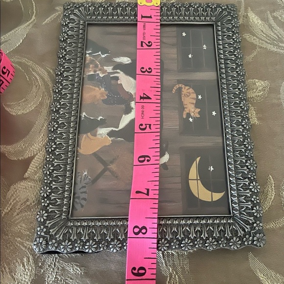 Folk Art Country Scene In Metal Frame - Picture 5 of 5